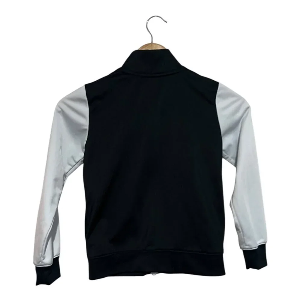 Nike Boy's Futura Tricot Jacket Boys 6-7 Full Zip Spellout Black White